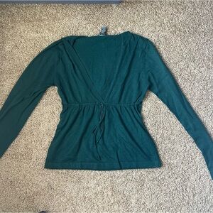 W Evergreen Hillard & Hanson Hooded V Neck Cinched Sweater Size L |D18